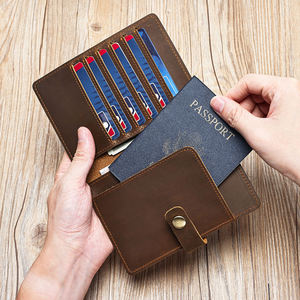 Travel Passport <b>Holder</b> <b>Wallet</b> Slim Genuine Leather Passport Cover Brown PU Leather Passport <b>Card</b> <b>Holder</b> Organizer - Product Image 3