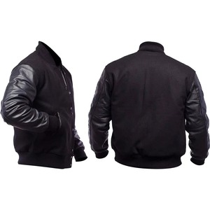 Chaqueta Varsity de Alta Calidad, Impermeable, Casual, para Hombre, Tallas Grandes, con Bordado Chenille, Mangas de Cuero y Ribete de Borrego, Personalizable, Estilo Béisbol - Product Image 3