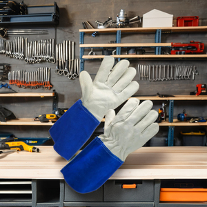 Gants de soudage TIG MIG 16 pouces en cuir de vachette résistant à la chaleur, au feu, imperméables, anti-impact, anti-coupure, gants de sécurité pour travaux lourds - Product Image 1