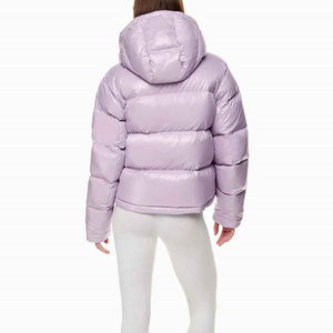 Custom Women Quilted <b>Puffer</b> <b>Jacket</b> Hooded Winter Warm Cotton Padded Coat Windproof Lightweight Zip Closure OEM Front High - Product Image 4