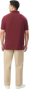 Polo à manches courtes pour homme, couleur bordeaux, tricoté, respirant, décontracté - Product Image 4