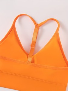 Women Sport <b>Crop</b> <b>Top</b> T Back Strap Yoga Bra Removable Pads Wirefree Running Athletic Vest Blanks Smooth Workout Bra Custom - Product Image 6