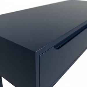 Table console ronde moderne avec 2 tiroirs, construction en chêne massif, meubles de salon pour espaces modernes - Product Image 6