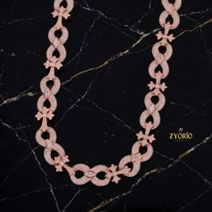 Luxury Rose Gold Iced Out <b>Cross</b> Link <b>Chain</b> Necklace for Men Women CZ Diamond Statement Hip Hop Jewelry Fashion Necklace - Product Image 3
