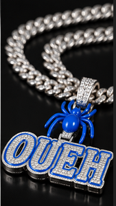 Collar con Colgante de Letra Araña Azul, Moissanita, Chapado en Oro Rosa y Rodio, Estilo Diamante, Joyería Hip Hop, Regalo - Product Image 4