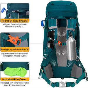 Professional 65L Hiking <b>Backpack</b> with Internal Frame and Water Resistant Ripstop Fabric for Multi-Day Trekking - Product Image 4