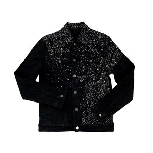 High Quality Men's Custom Outdoor Denim <b>Jacket</b> 100% Cotton Lightweight Windproof Stand Collar Denim <b>Rhinestone</b> <b>Jacket</b> - Product Image 1