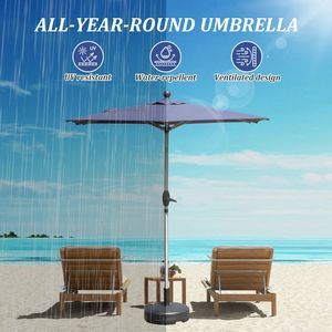 Parasol de patio rectangulaire bleu marine avec manivelle de levage et fonction d'inclinaison - Base non incluse - Product Image 5