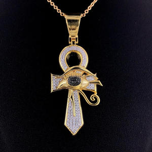 Fashion Egyptian Cross Hip Hop Pendant Necklace with VVS Moissanite Diamonds and 925 Sterling Silver - Product Image 1