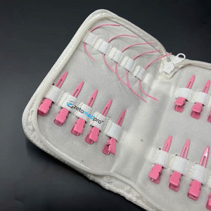 Pinces à cheveux professionnelles en acier inoxydable réutilisables roses avec barrette à griffes pour extensions capillaires, idéales pour les salons de coiffure - Product Image 3