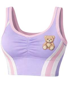 ชุดเซ็ตทูพีซสำหรับผู้หญิง ลายพิมพ์เท็ดดี้ สีม่วงลาเวนเดอร์ เสื้อครอปแขนกุด คอกว้าง กระโปรงมินิเอวสูง ทรงเข้ารูป เหมาะสำหรับใส่ในฤดูร้อน - Product Image 2