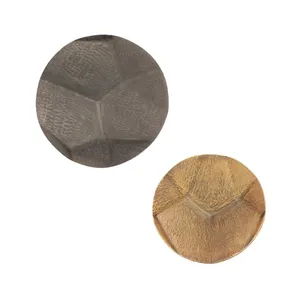 Handmade <b>Decorative</b> Metal Bowl with Stylish Geometric Wire Frame ConstructionRound Wood <b>Decorative</b> <b>Plate</b> Minimalist Design Solid - Product Image 3