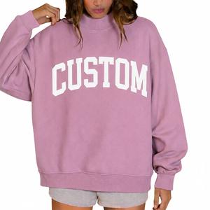 Sweat-shirt en molleton pour femme, col montant, coupe oversize, manches longues, avec logo frontal, épais et chaud, style streetwear décontracté, automne/hiver - Product Image 5