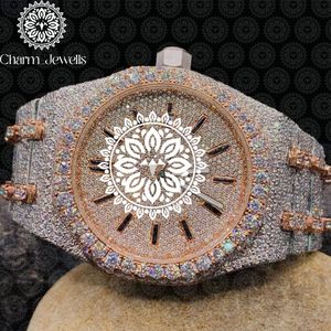 Charm Jewells Montre de luxe en acier inoxydable, boîtier rond de 42 mm, cristal saphir, mouvement à quartz analogique, lumineux, unisexe - Product Image 5
