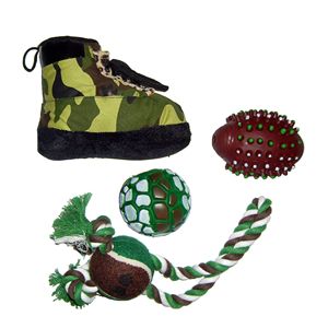 Set di 4 Giocattoli da Masticare per Animali Domestici a Tema Caccia con Motivi Mimetici - Product Image 1