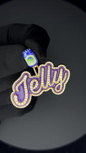 Plata sólida 925 Custom Iced Out 2 "Jelly Bottle Bail Brilla en la oscuridad Esmalte Nombre Cadena Colgante personalizado Moissanite - Product Image 3