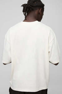 Camisetas de Verano para Hombre al por Mayor, Color Blanco Sólido, Tejido de Algodón Transpirable, Corte Holgado, Hombros Caídos, Estilo Casual - Product Image 5