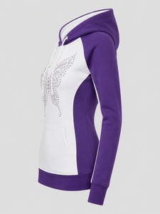 Sudadera con Capucha de Moda para Mujer, con Pedrería Brillante, Suave y Cálida, con Capucha Ajustable y Diseño de Bolsillo Tipo Canguro - Product Image 6