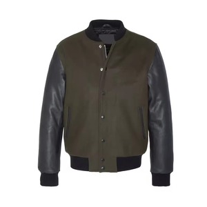 OEM Custom Men's Long Sleeve Letterman Bomber Varsity <b>Jacket</b> Stand Collar Winter <b>Thick</b> <b>Fleece</b> Comfortable High Quality - Product Image 1