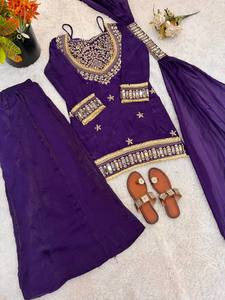 เสื้อชั้นในผ้าไหมปักลายสีกุหลาบสีนู้ดพร้อมชาราพลัสโซและ dupatta - Product Image 6