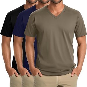Venta al por mayor clásico cuello en V suave color sólido superior de los hombres de manga corta Slim Fit cómodo camiseta de alta calidad de los hombres camisetas - Product Image 2