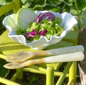 Humran Exports Premium Indien Fait À La Main Résine Cuillère À Salade Miroir Poli Parfait Mélange Fonction Beauté - Product Image 4