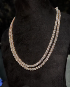 Collier tennis double couche en argent plaqué or rose personnalisé RAMDUT IMPEX avec moissanite, chaîne de luxe hip-hop pour hommes, certifié GRA - Product Image 4