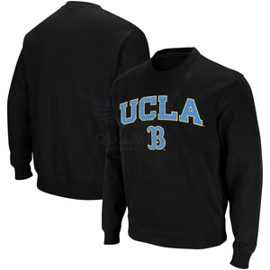 OEM Service Wholesale Custom Logo Solid <b>Black</b> Crewneck Sweatshirt Men Cotton <b>Fleece</b> Pullover Unisex Regular Fit Streetwear - Product Image 1