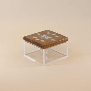 Ensemble de brûleurs d'encens en bois avec incrustation florale MOP, encensoir de luxe Bakhoor en gros avec plateau en acrylique et boîte de rangement, décoration de table moderne - Product Image 4