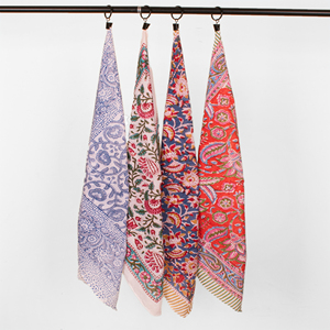 Eco-Friendly Cotton Bohemian Soft Breathable Bandana Hot Selling Summer <b>Accessories</b> For Unisex & Pets Block Printed Neckerchief - Product Image 2