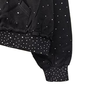 Sudadera con capucha y cremallera de alas de mariposa con pedrería para hombre y mujer 2026 Negra Oversize con gráfico plateado brillante, Chaqueta urbana de streetwear HD - Product Image 3