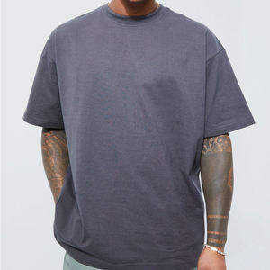 Factory Wholesale Custom Front O-Neck 100% Cotton 180g Canvas Short Sleeve Boxy Casual High Quality Breathable T-shirt Men - Product Image 5