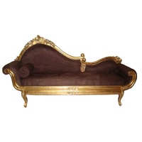 Sofá dorado Love Chair, sofá antiguo Cleopatra, sofá cama de día, sofá cama de madera, chaise lounge, sofá en tela de terciopelo para Hotel y hogar