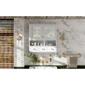 Armadietto a Specchio da Bagno 4-in-1 da 24 Pollici, Montaggio a Parete, Alta Definizione, con Cassetti Organizzatori e Ganci - Product Image 3