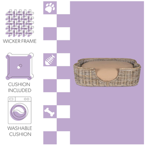 Artex Hai Nam Handwoven Eco-Friendly Soft Rattan <b>Portable</b> Pet <b>Bed</b> for Dogs/Cats/Rabbits Removable Washable Cushion - Product Image 4