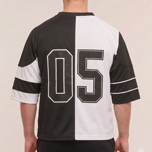 เสื้อฟุตบอลอเมริกันแบบไหล่ตกสำหรับผู้ชาย ปรับแต่งหมายเลขทีมและชื่อได้ เสื้อฟุตบอลแบบซับลิเมชั่น เสื้อฟุตบอลโอเวอร์ไซส์สำหรับผู้ชาย - Product Image 2