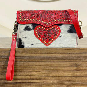 Sac à bandoulière en cuir de vachette fait main pour femme, style western, avec motif cœur, mini sac à main pour dames, vente en gros - Product Image 5