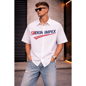 Boxy Letter Mandarin Collar <b>Dress</b> Shirt <b>Men</b> High Quality Casual Clothing Streetwear Button Flannel Fabric Breathable Quick Dry - Product Image 3