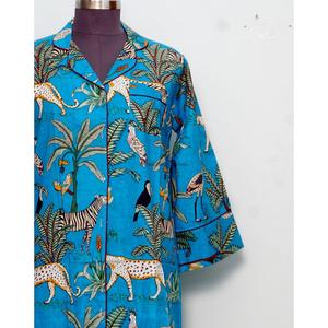 Camisa de Manga Larga Tipo Kimono para Fiestas, Vestido Envolvente, Camisa de Algodón Floral, Ropa de Dormir, Vestido Informal de Algodón Indio Suave para Mujer - Product Image 2