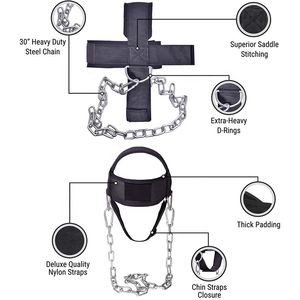 Arnés de entrenamiento de músculos cervicales de alta resistencia, equipo cómodo para levantamiento de pesas con cadena de acero y acolchado suave para soporte. - Product Image 2