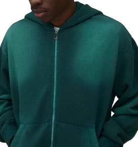 Sudadera con capucha de invierno personalizada de poliéster/algodón, de punto, extragrande, gruesa, con cremallera, estilo streetwear, lavado ácido, efecto desgastado por el sol, para hombre - Product Image 4