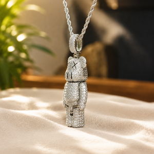 Sterling Silver <b>Iced</b> <b>Out</b> Bear Pendant Necklace Moissanite Micro Insert Rope <b>Chain</b> Hip Hop Unisex Jewelry Gift - Product Image 4
