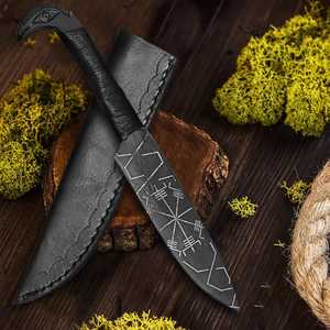 Cuchillo de Caza Moderno Hecho a Mano con Empuñadura de Cabeza de Cuervo Odin, Hoja de Acero Inoxidable de Espiga Completa, Funda, Ecológico y Apto para Lavavajillas - Product Image 3