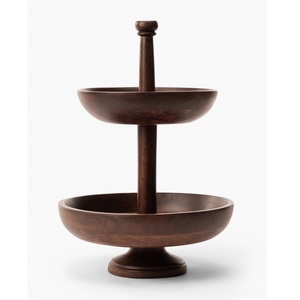 Support à gâteau à deux niveaux, écologique, de forme ronde, fait main, plateau de présentation multi-niveaux pour desserts et fruits, Global Metal Exports - Product Image 1