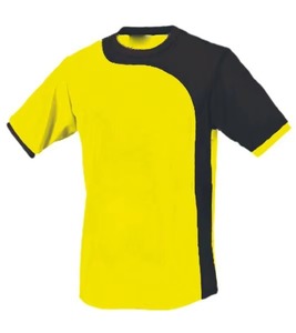 Maillot de football jaune et noir à col en V pour homme, manches courtes, anti-humidité, color-block, en polyester, coupe classique pour adulte - Product Image 1