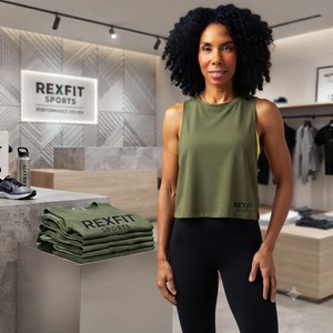 REXFITSPORTS 2026 Nouveau débardeur de sport personnalisé pour femme, sans manches, coupe ample, pour entraînement, fitness et yoga - Product Image 3