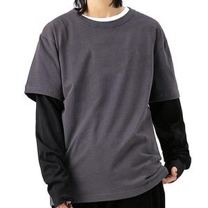 T-shirt personnalisé vierge à manches longues double couche, vente en gros, haute qualité, décontracté, unisexe, 2-en-1, imprimé, surdimensionné, lot de 2 - Product Image 6