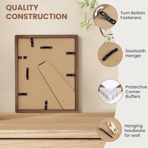 Picture <b>Frame</b> Solid Oak Wood Photo <b>Frame</b> with Tempered Real Glass Includes White Mount for Photo Rounded Corner Design For <b>Wall</b> - Product Image 3