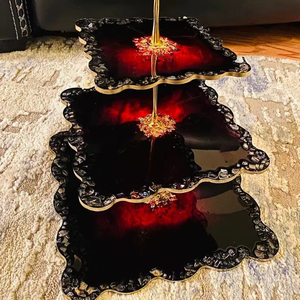 Plateau de service unique en résine fait main, design minimaliste coloré, compatible lave-vaisselle, qualité professionnelle pour événements à domicile, élégant - Product Image 1