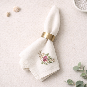 Serviette de table en coton brodé de qualité supérieure, motif floral, pour la décoration de table à la maison, dans les hôtels, les restaurants et lors d'événements. - Product Image 5